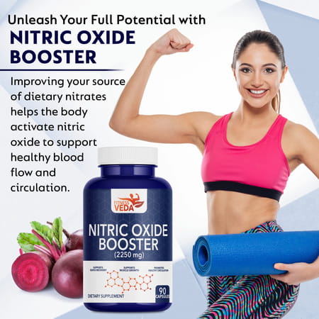 Fitness Veda Extra Strength Nitric Oxide Supplement L Arginine 3x Strength - Citrulline Malate