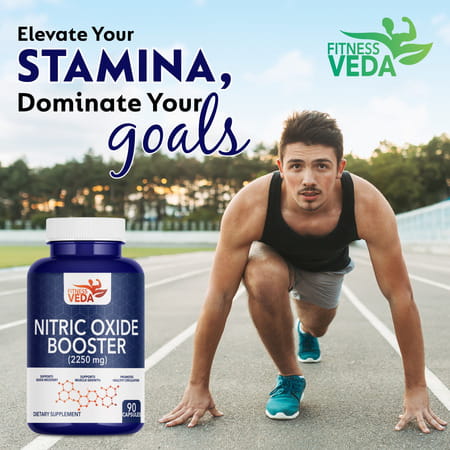 Fitness Veda Extra Strength Nitric Oxide Supplement L Arginine 3x Strength - Citrulline Malate