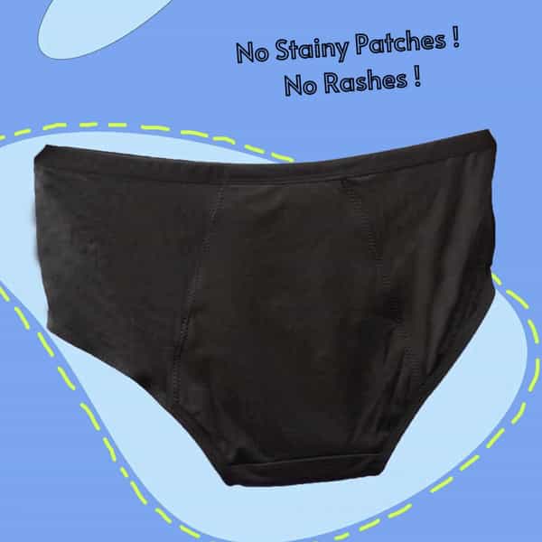 Lemme Be Period Panties For Women|Reusable Period Underwear 120 Ml Capacity (Large | Black)