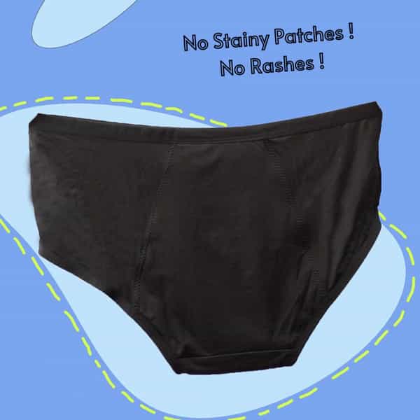 Lemme Be Period Panties For Women|Reusable Period Underwear 120 Ml Capacity (Large | Black)