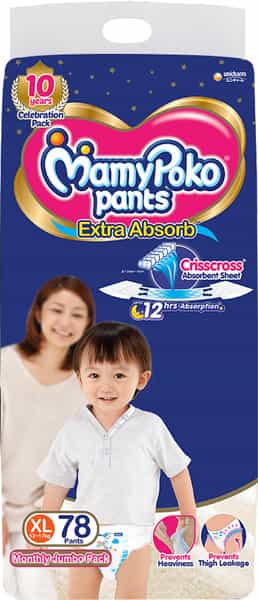 Mamypoko Pants Extra Absorb Diaper - Extra Large Size Pack Of 78 Diapers