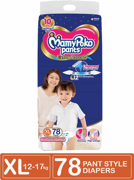 Mamypoko Pants Extra Absorb Diaper - Extra Large Size Pack Of 78 Diapers