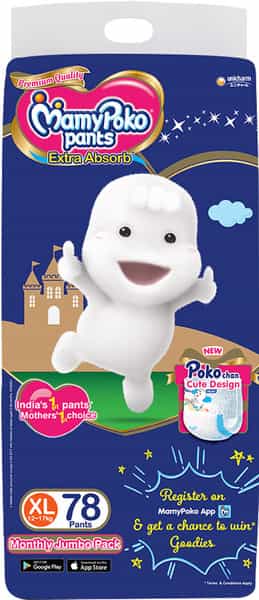 Mamypoko Pants Extra Absorb Diaper - Extra Large Size Pack Of 78 Diapers
