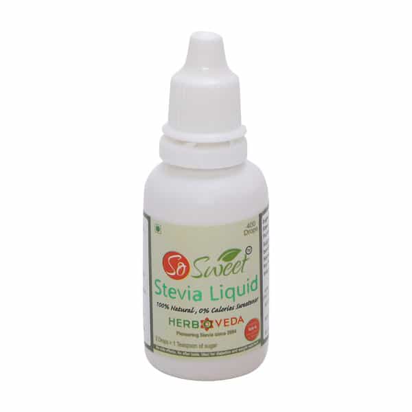 So Sweet Stevia Liquid Sugar Free 400 Drops (200 Serving) - 20Ml | Zero Calorie | (Pack Of 4)