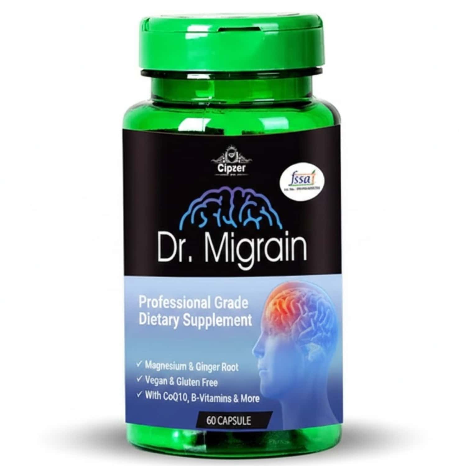 Cipzer Dr Migraine 60 Capsules | Supports Headache Relief & Stress Wellness