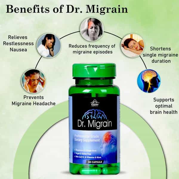Cipzer Dr Migraine 60 Capsules | Supports Headache Relief & Stress Wellness