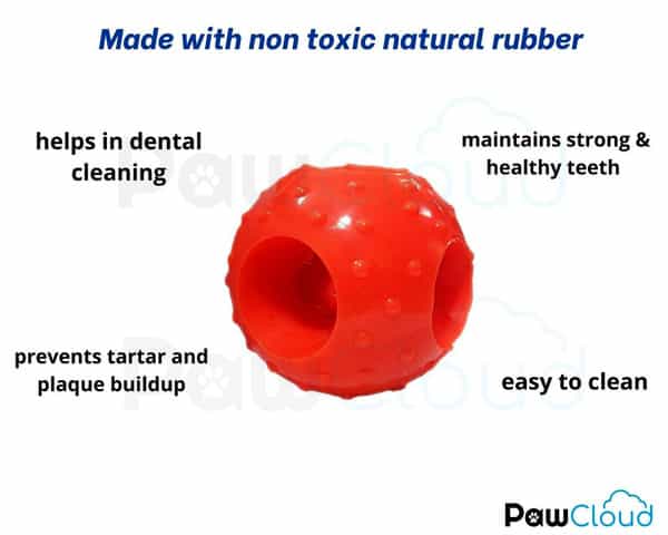 Pawcloud Dog Ball Toy With Hole Dog Rubber Chew Toy Large Multicolor
