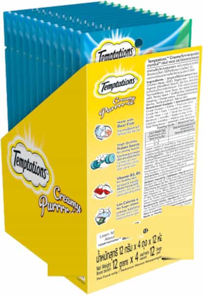Temptations Creamy Purrrrr Ee Lickable Cat Treats | Maguro And Scallop Flavour | 12 X 48 G
