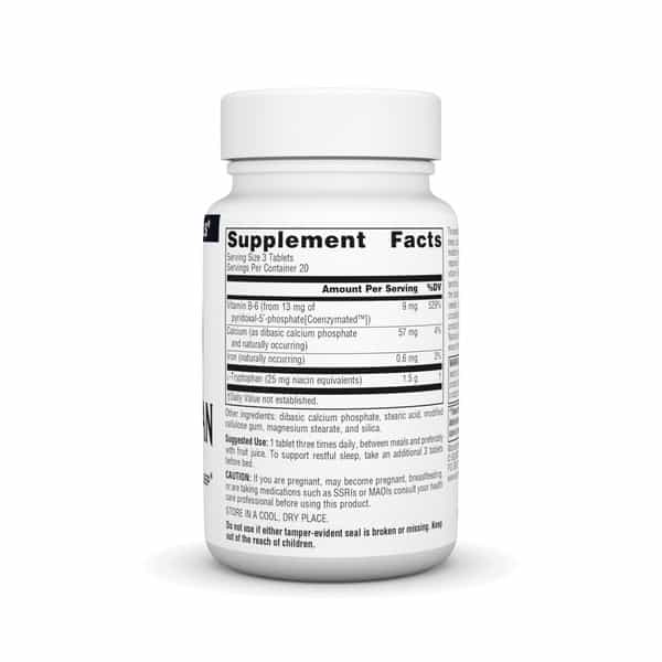 Source Naturals L-Tryptophan With Coenzyme B-6 500Mg - 60 Tablets