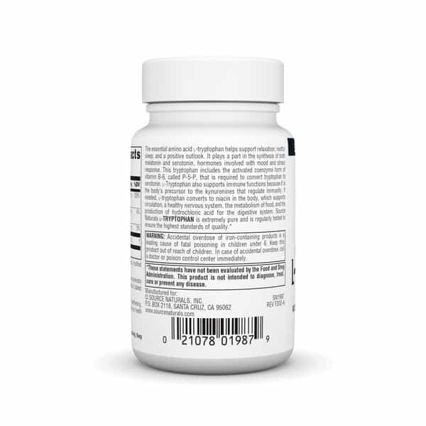 Source Naturals L-Tryptophan With Coenzyme B-6 500Mg - 60 Tablets