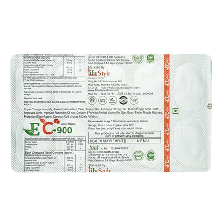 Ec 900 Orange Flavour Sugar Free Chewable Tablets 10 No's