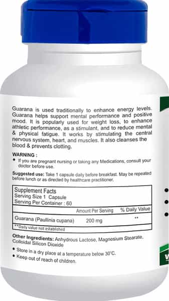 Healthvit Guarana 200 Mg 60 Capsules