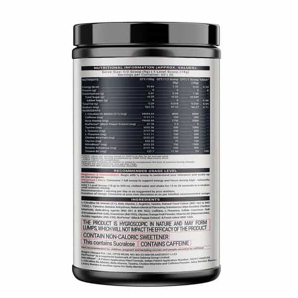Muscleblaze Pre Workout Wrathx Powder | With Creapure Nitroblaze & Bioperine | Natty Berries - 540G