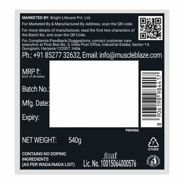 Muscleblaze Pre Workout Wrathx Powder | With Creapure Nitroblaze & Bioperine | Natty Berries - 540G