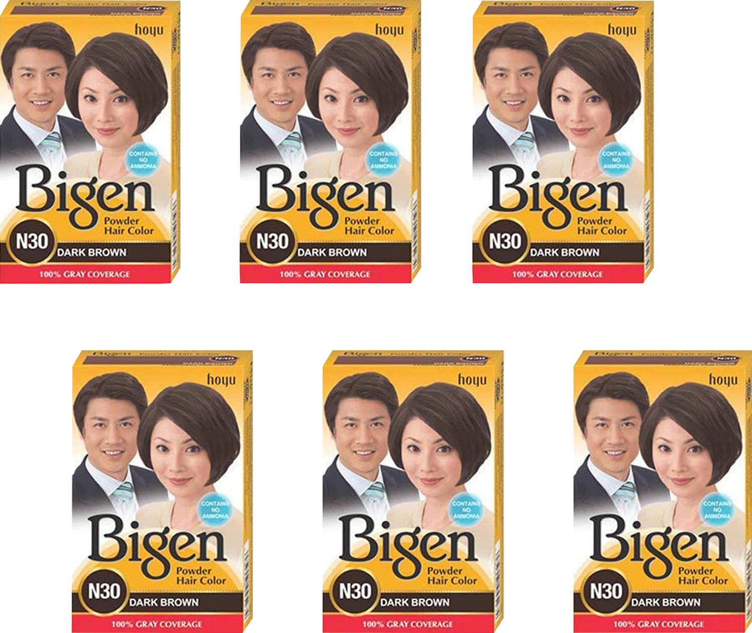 Bigen Powder Hair Color Dark Brown N30 (6g Pack Of 6)