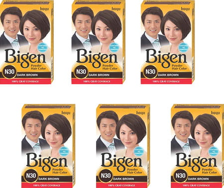 Bigen Powder Hair Color Dark Brown N30 (6g Pack Of 6)
