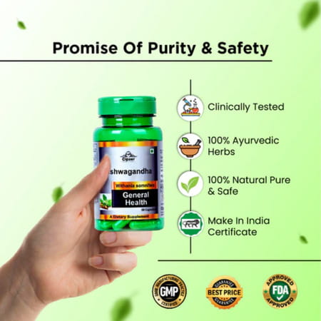 Cipzer Ashwagandha 30 Capsules | Supports Vitality| Stamina & Overall Wellness