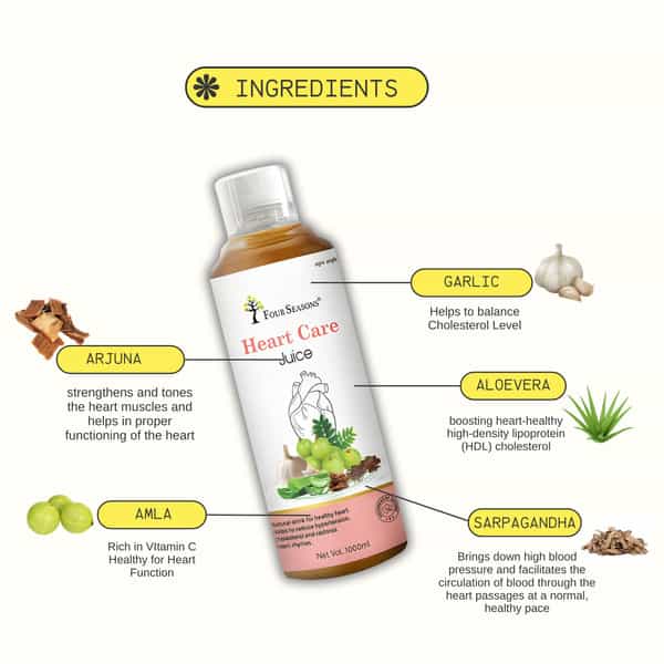Four Seasons Heart Care Juice 1L | Cholesterol | Cardiac | & Bp Care Juice - For Healthy Heart
