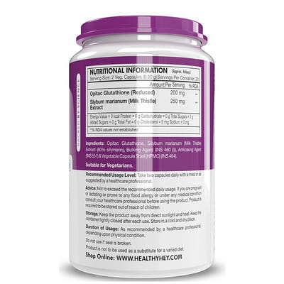 Buy HEALTHYHEY REDUCED GLUTATHIONE WITH MILK THISTLE - 60VEG CAPSULES  Online & Get Upto 60% OFF at PharmEasy