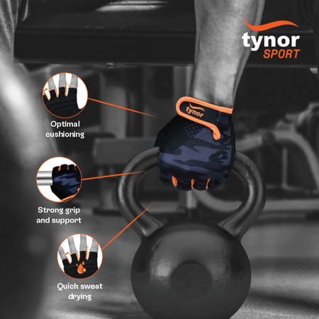 Tynorgrip Gym Gloves Black Large 1 Pair