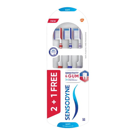 New Soft Sensodyne Sensitivity & Gum Manual Toothbrush For Adults Soft Bristles Multicolor 2+1 Free