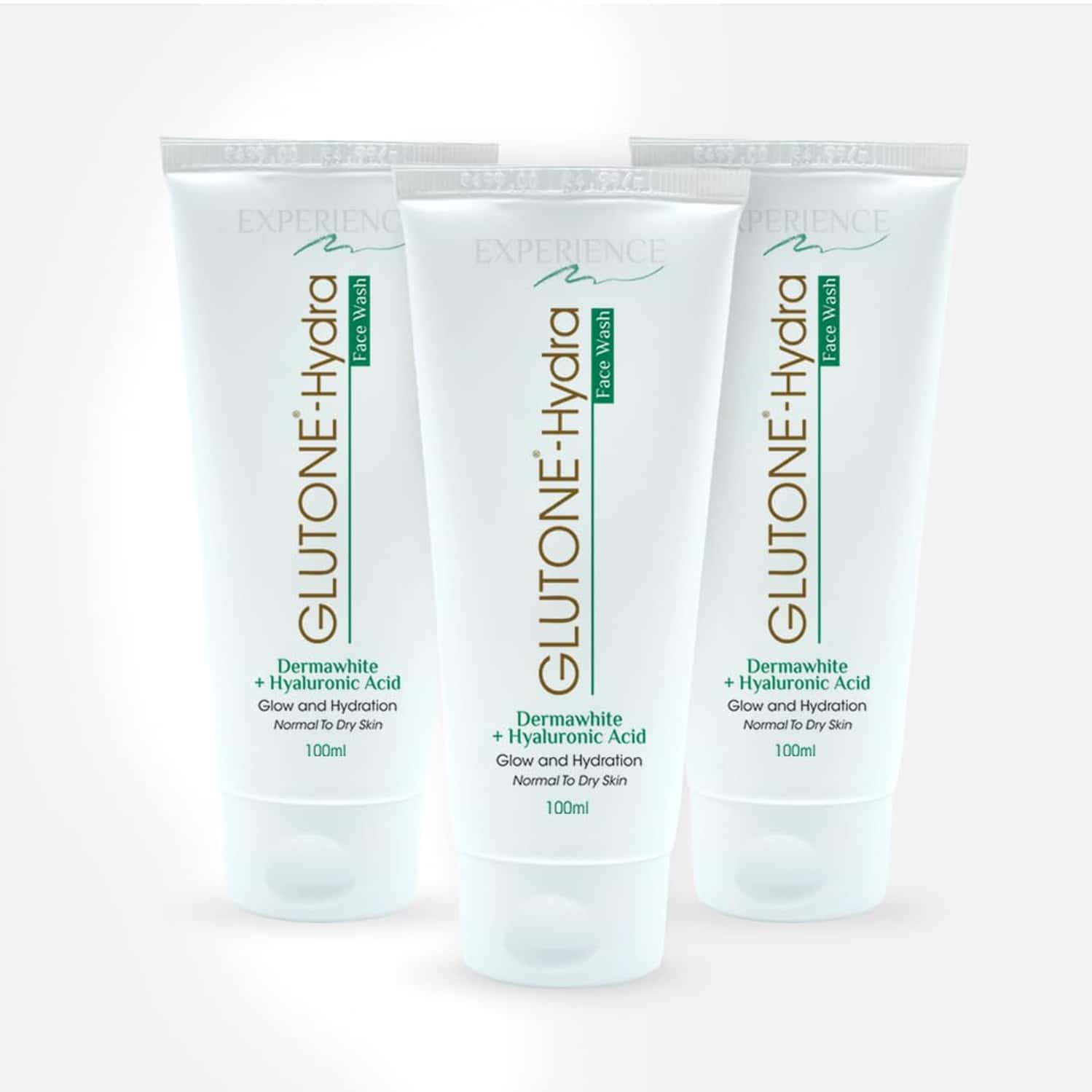 Glutone-hydra Face Wash 1% Hyaluronic Acid & Dermawhite Cleanser For Dry Skin 100ml (pack Of 3)