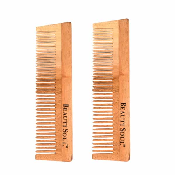 Beautisoul Handmade Neem Wood Comb | Thin And Wide Tooth Comb For Hair Growth | Hair Fall Control