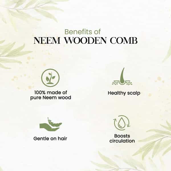 Beautisoul Handmade Neem Wood Comb | Thin And Wide Tooth Comb For Hair Growth | Hair Fall Control