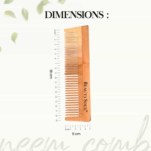 Beautisoul Handmade Neem Wood Comb | Thin And Wide Tooth Comb For Hair Growth | Hair Fall Control