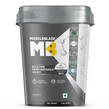 Muscleblaze Biozyme Performance Whey Protein Powder | Blue Tokai Coffee (4kg) | 25g Protein