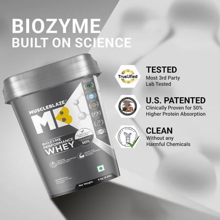 Muscleblaze Biozyme Performance Whey Protein Powder | Blue Tokai Coffee (4Kg / 8.8Lbs) | 25G Protein