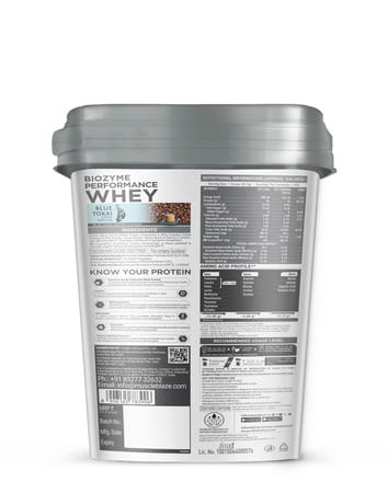 Muscleblaze Biozyme Performance Whey Protein Powder | Blue Tokai Coffee (4Kg / 8.8Lbs) | 25G Protein