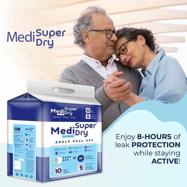 Medisuperdry Adult Diaper Pants Small | Pull-Ups | Elastic Waist Size 60-90 Cm 10 Piece | Pack Of 5