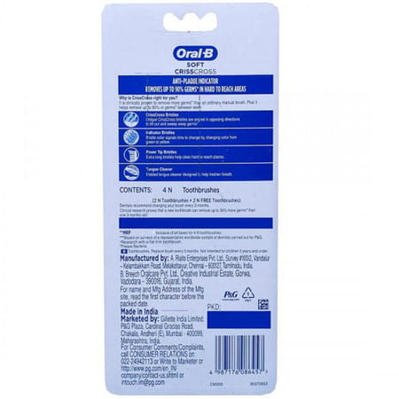 Oral-b Criss Cross Toothbrush With Anti-plaque Indicator - Buy 2 Get 2 Free
