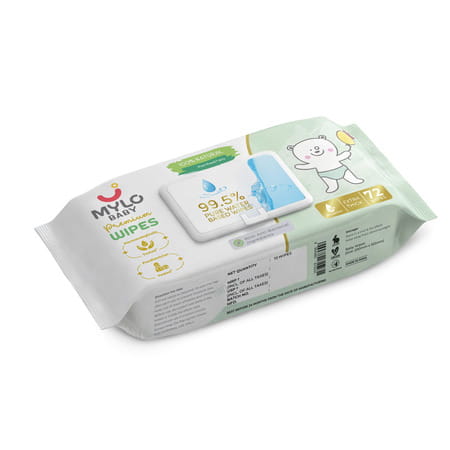 Mylo Baby Premium Wipes With 99.5% Pure Water (72 Wipes, Pack Of 1)