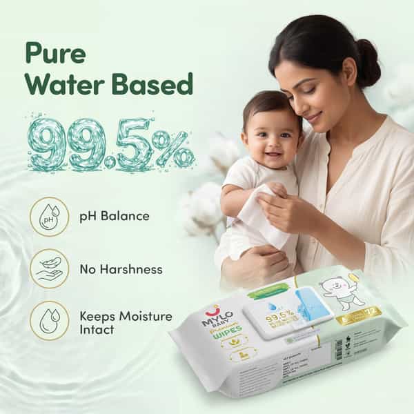 Mylo Baby Premium Wipes With 99.5% Pure Water (72 Wipes| Pack Of 1)