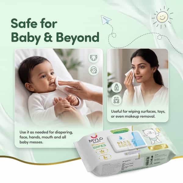 Mylo Baby Premium Wipes With 99.5% Pure Water (72 Wipes| Pack Of 1)