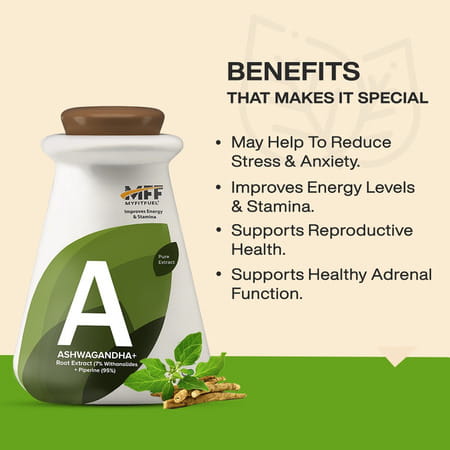 Myfitfuel Ashwagandha Root Extract (7% Withanolides) With Piperine 95% | (1000Mg) | 120 Capsules