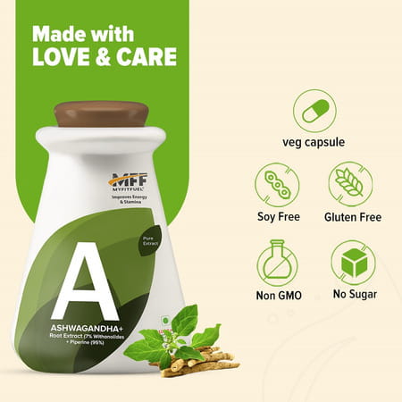 Myfitfuel Ashwagandha Root Extract (7% Withanolides) With Piperine 95% | (1000mg) | 120 Capsules