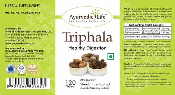 Ayurvedic Life Triphala 120 Tablets - Pack Of 4 Natural