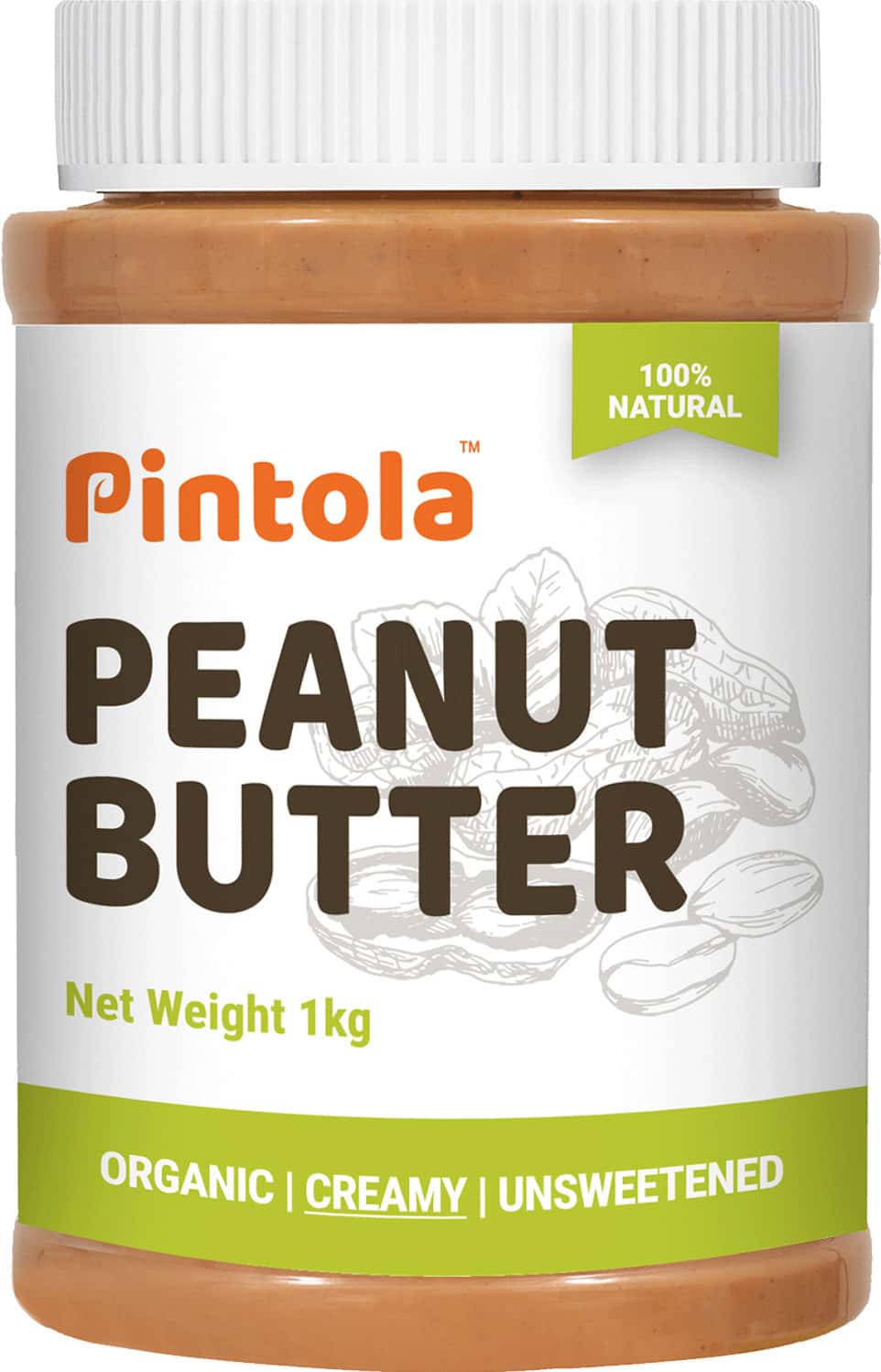 Pintola Organic Creamy Peanut Butter 1kg Jar