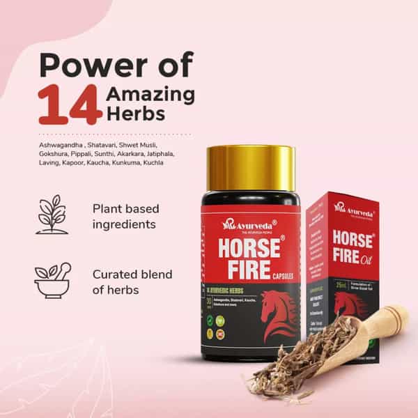 A R Ayurveda Horse Fire 60 Capsule & Ayurvedic Massage Oil Shree Gopal Tail - 25Ml Combo