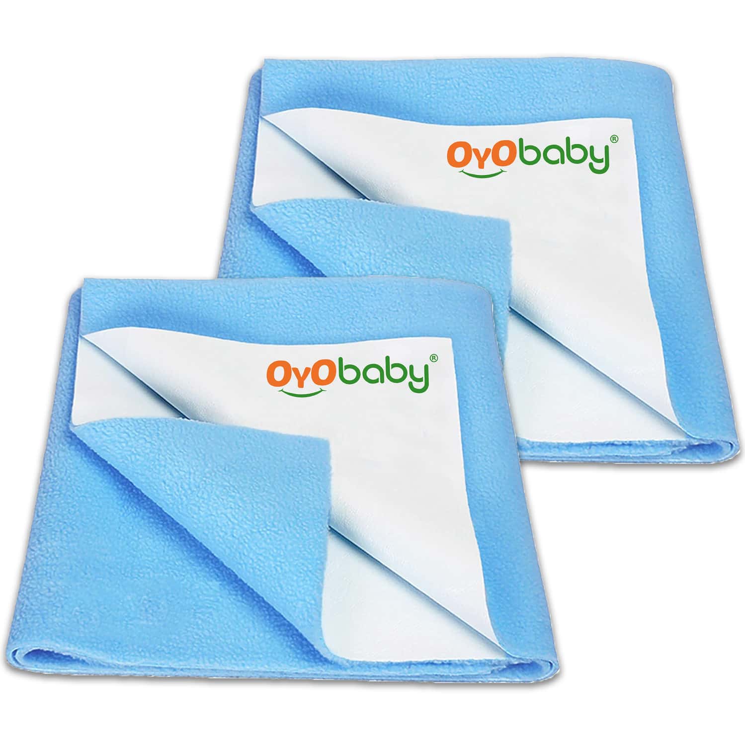 Oyo Baby Baby Dry Sheet Waterproof | Soft | Extra Absorbent | 0-12 Months 100x70 Cm (Pack Of 2) Blue