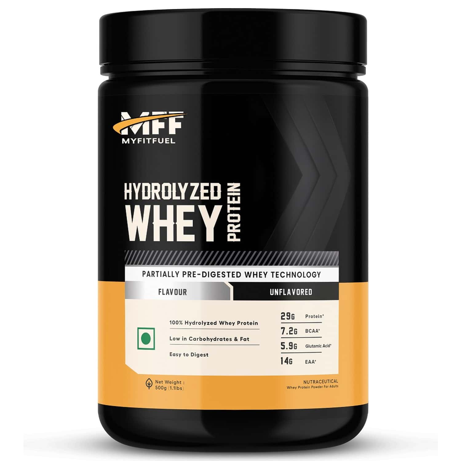 Myfitfuel Hydrolyzed Whey Protein Powder | 500gm | 15 Servings (unflavoured) | Pre Digested Protein