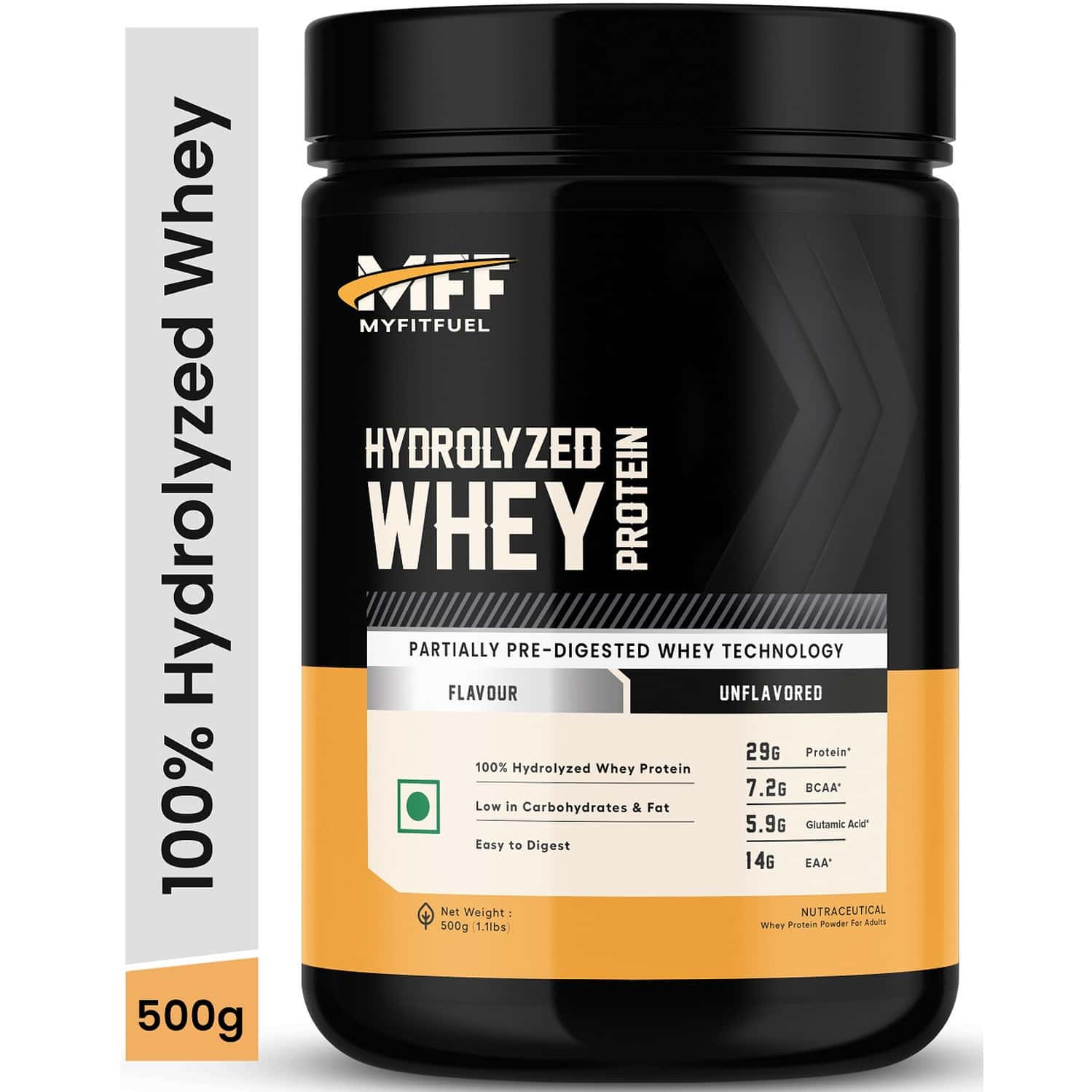 Myfitfuel Hydrolyzed Whey Protein Powder | 500gm | 15 Servings (unflavoured) | Pre Digested Protein
