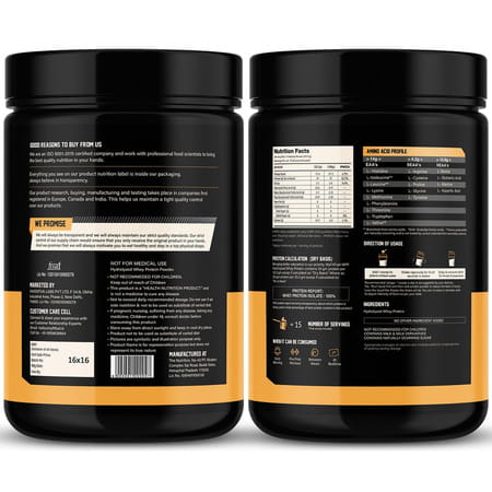 Myfitfuel Hydrolyzed Whey Protein Powder | 500gm | 15 Servings (Unflavoured) | Pre Digested Protein