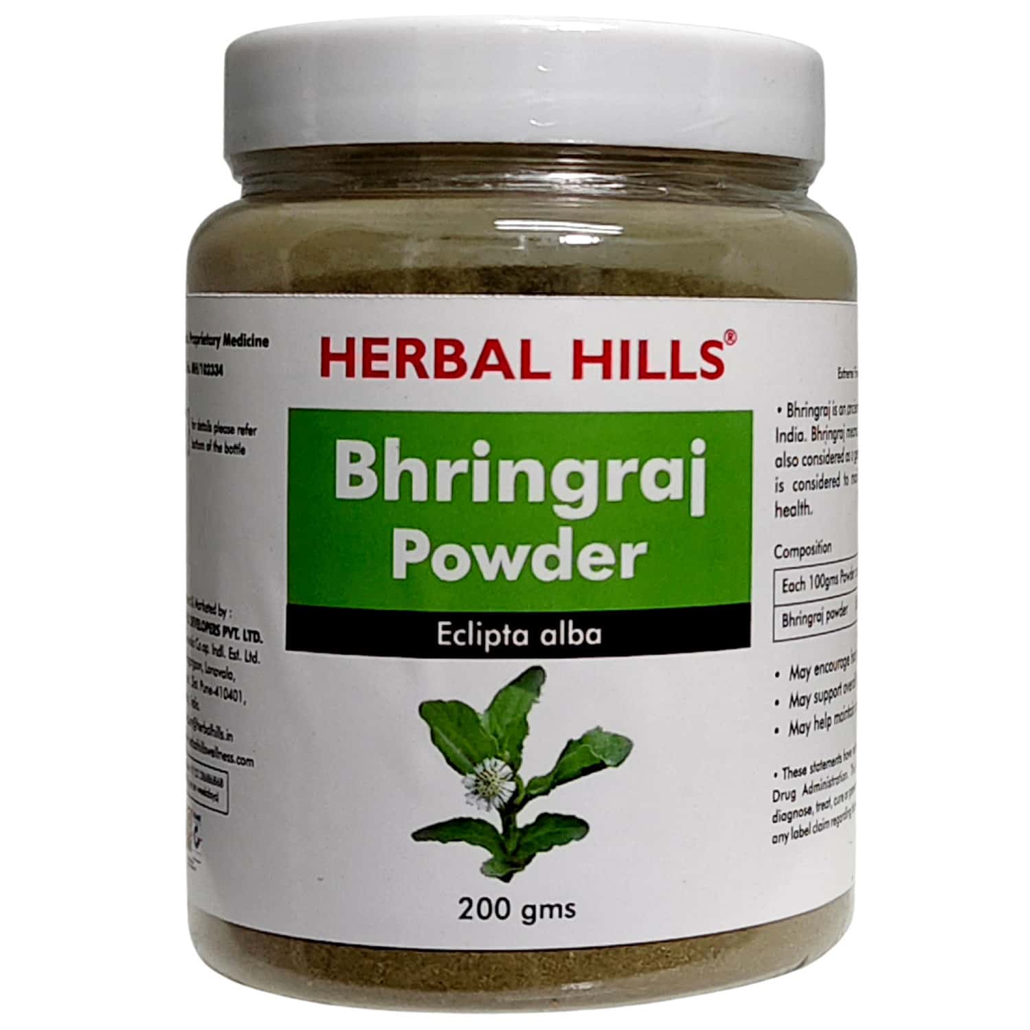 Herbal Hills Bhringraj Powder For Hair Care Hair Growth - 200gms (pack Of 4)