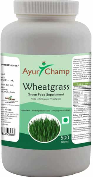 Ayur Champ - Pack Of 4 -Wheatgrass Tablet Green Food Supplement 500Mg - 500 Tablet