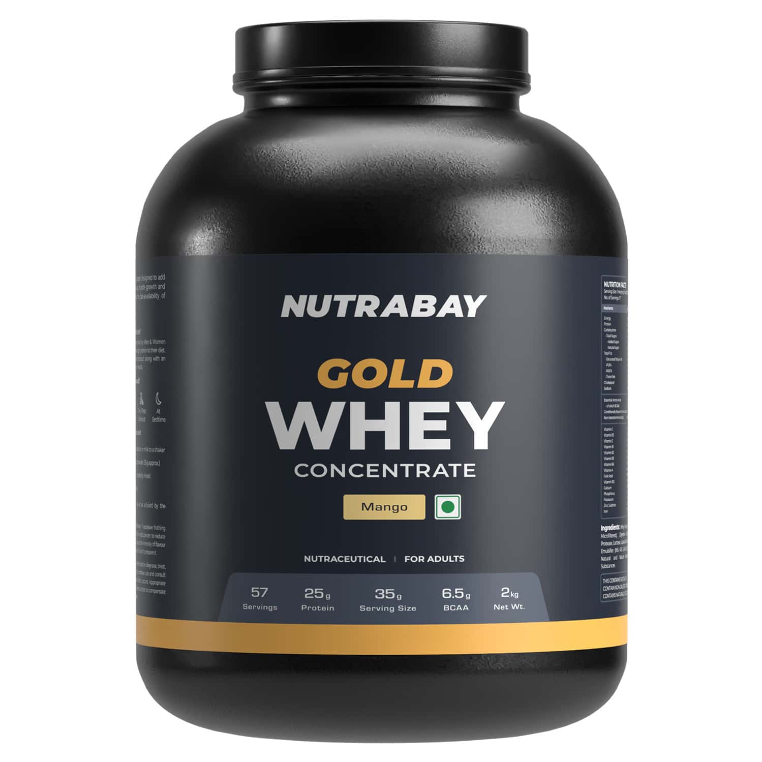 Nutrabay Gold 100% Whey Protein Concentrate|25g Protein|muscle Support & Recovery|mango | 2 Kg