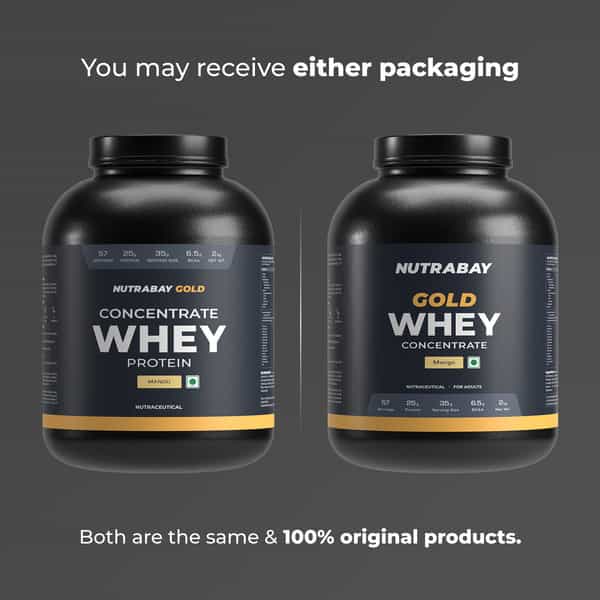 Nutrabay Gold 100% Whey Protein Concentrate|25G Protein|Muscle Support & Recovery|Mango | 2 Kg